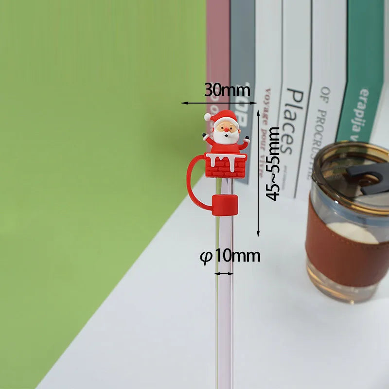 8 Colors 10mm Christmas Straw Covers Cap for Stanley Cup Tumblers Accessories, Reusable Straw Cap Stopper for Straws Tip Lids