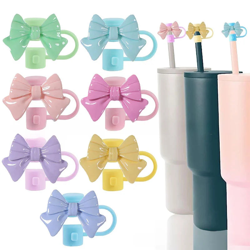 Cute Bow Straw Cup,8mm/10mm Silicone Reusable Suction Pipe Dust Plug Compatible for Stanley Cup Tumbler Straw Topper Accessories