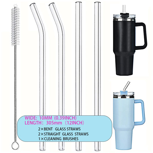 4-8pcs 12/7.8-inch straws for Stanley cups, suitable for 40-20 oz cups, reusable straws, and gift complimentary cleaning brushes