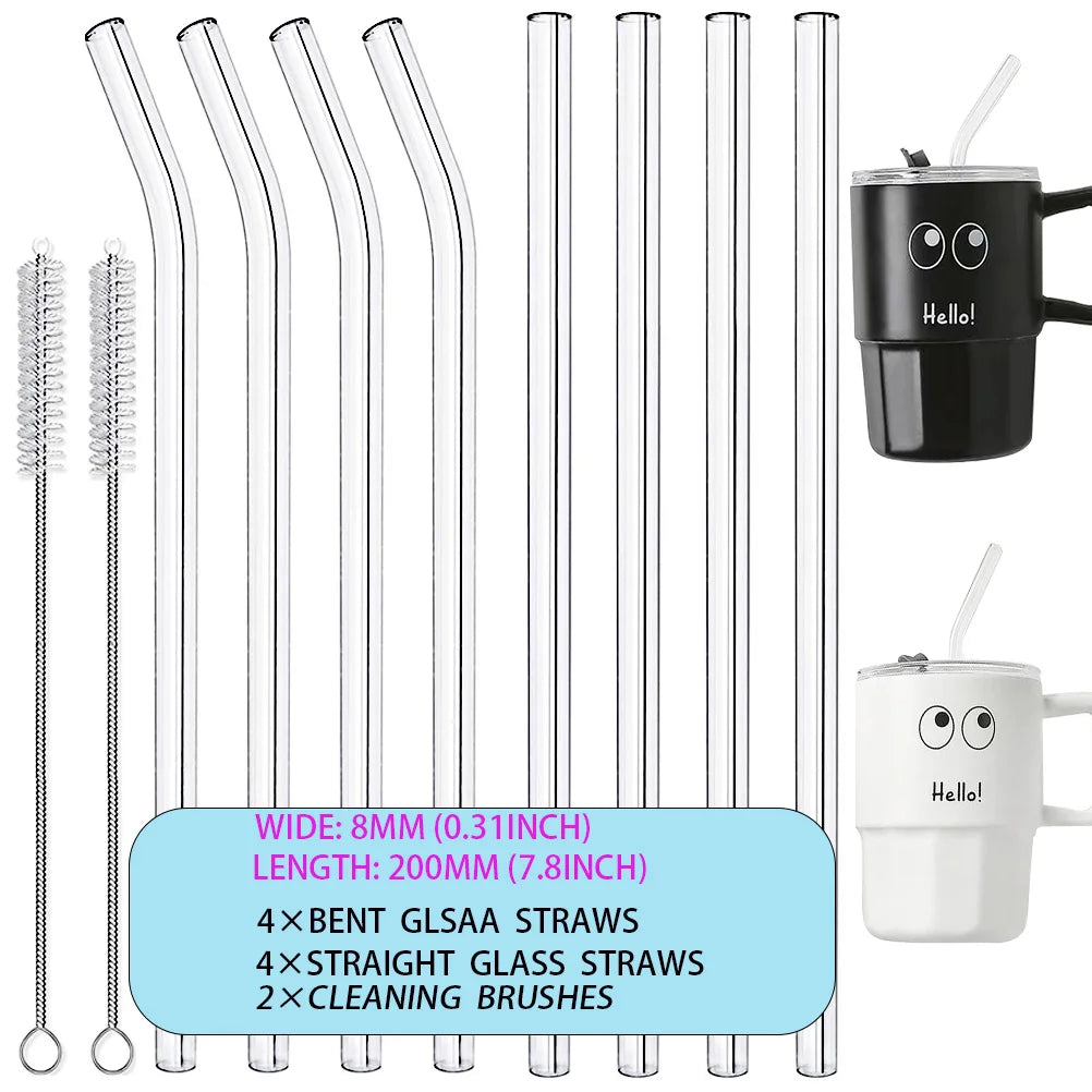 4-8pcs 12/7.8-inch straws for Stanley cups, suitable for 40-20 oz cups, reusable straws, and gift complimentary cleaning brushes